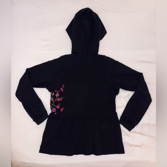 Johnny Was Embroidered Floral Zip-Up Hoodie Jacket in Black Pink Yellow – Large - Picture 6 of 16